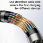 Yesido CA189 Плетен кабел за зареждане и данни - USB-C към Lightning - 1,2 м - черен