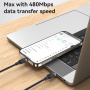 Yesido CA192 плетен кабел за зареждане и данни - USB-C към USB-C - 2 m - черен