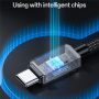 Yesido CA196 плетен кабел за зареждане и данни - USB-C към USB-C - 1,2 м - тъмно сив