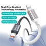 USAMS US-SJ757 Двуцветен плетен кабел за зареждане и данни - USB-C към Lightning - 1,2 м - сиво-бял