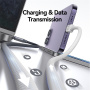 USAMS US-SJ757 Двуцветен плетен кабел за зареждане и данни - USB-C към Lightning - 1,2 м - сиво-бял