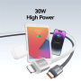 USAMS US-SJ757 Двуцветен плетен кабел за зареждане и данни - USB-C към Lightning - 1,2 м - сиво-бял