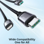 JOYROOM S-A21 3в1 универсален плетен кабел за зареждане - USB-A към USB-C / Lightning / micro USB - 1,2 м - черен