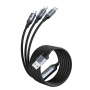 JOYROOM S-A21 3в1 универсален плетен кабел за зареждане - USB-A към USB-C / Lightning / micro USB - 1,2 м - черен