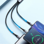 JOYROOM S-A21 3в1 универсален плетен кабел за зареждане - USB-A към USB-C / Lightning / micro USB - 1,2 м - черен