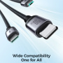 JOYROOM S-A21 3в1 универсален плетен кабел за зареждане - USB-C към USB-C / Lightning / micro USB - 1,2 м - черен
