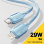 ESSAGER ES-X46 плетен кабел за зареждане и данни - USB-C към Lightning - 2 m - син