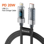 Toocki TQ-X36 кабел за зареждане и данни - USB-C към Lightning - 2 m - сив