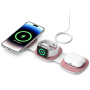 YM-T1 3в1 безжично MagSafe зарядно устройство за iPhone / Apple Watch / AirPods - 15W - розово