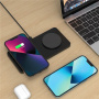 M15 2в1 безжично зарядно устройство за iPhone / AirPods - 15W - черно