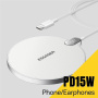 ESSAGER ES-WC15 безжично зарядно устройство с дисплей за iPhone - 15W - бяло