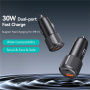 USAMS US-CC283 Автомобилно зарядно устройство с USB-C / USB-A портове - 60W - черно