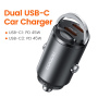 Toocki TQ-CC34B мини зарядно за кола с 2x USB-C порта - 45W - черно