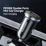 Автомобилно зарядно ESSAGER ES-CC12 с USB-C / USB-A портове - 30W - черно
