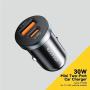 Автомобилно зарядно ESSAGER ES-CC12 с USB-C / USB-A портове - 30W - черно