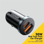 Автомобилно зарядно ESSAGER ES-CC12 с USB-C / USB-A портове - 30W - черно