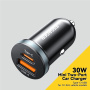 Автомобилно зарядно ESSAGER ES-CC12 с USB-C / USB-A портове - 30W - черно