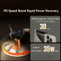 ESSAGER F760 комплект за зарядно за кола с USB-C / USB-A портове и прибиращ се USB-C кабел - 65W - 0,6 m - черен