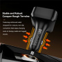 ESSAGER F760 комплект за зарядно за кола с USB-C / USB-A портове и прибиращ се USB-C кабел - 65W - 0,6 m - черен