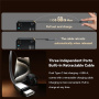 ESSAGER F760 комплект за зарядно за кола с USB-C / USB-A портове и прибиращ се USB-C кабел - 65W - 0,6 m - черен