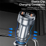 Автомобилно зарядно устройство ESSAGER ES-CC10 с дисплей и портове USB-C / 2x USB-A - 80W - сиво