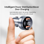 Автомобилно зарядно устройство ESSAGER ES-CC10 с дисплей и портове USB-C / 2x USB-A - 80W - сиво