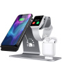 Стойка за зареждане Bestand 3в1 за Apple Watch / AirPods и бързо безжично зареждане на iPhone - сиво