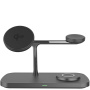 T255 Qi2 3-в-1 магнитен безжичен стенд за iPhone / Apple Watch / AirPods - 15W - черен