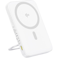 Baseus PicoGo безжична MagSafe powerbank с въртяща се стойка и USB-C порт - 5 000 mAh - бяла