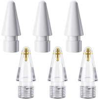 ESSAGER резервни накрайници за Apple Pencil 1 / 2 / USB-C / Pro - 6 бр. - прозрачни / бели