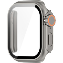 Калъф в стил Watch Ultra със закалено стъкло за Apple Watch 46mm - естествен титан