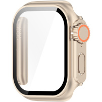 Калъф в стил Watch Ultra със закалено стъкло за Apple Watch 46mm - златен
