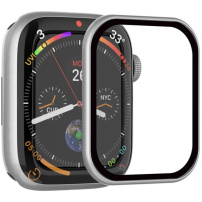 Rurihai закалено стъкло с пластмасова рамка за Apple Watch 45mm - сребърно