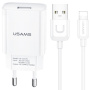 USAMS T21 комплект адаптер с USB-A порт и USB-A към Lightning кабел - 10,5W - 1 m - бял
