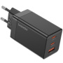 Toocki GaN бързо зареждащ адаптер с портове 2x USB-C / USB-A - 67W - черен