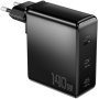 ESSAGER PST-140C2A GaN адаптер за бързо зареждане с 2x USB-C / USB-A порта - 140W - черен