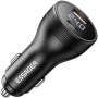 Автомобилно зарядно устройство ESSAGER ES-CC17 с дисплей и портове USB-C / USB-A - 100W - черно