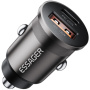 ESSAGER ES-CC15 мини зарядно за кола с USB-C / USB-A портове - 45W - тъмно сиво