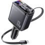 Комплект за кола Yesido Y63 със USB-C / USB-A портове и прибиращ се кабел Lightning и USB-C - 117W - 0,7 m - сив
