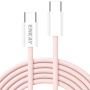 ENKAY Плетен кабел за зареждане и данни - USB-C към USB-C - 2 m - розов
