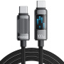 ESSAGER Dazzling плетен кабел за зареждане и данни - USB-C към USB-C - 1 m - черен
