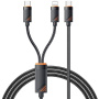 ESSAGER 2в1 универсален плетен кабел за зареждане и данни - USB-C към USB-C / Lightning - 1,2 м - черен