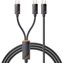 ESSAGER 2в1 универсален плетен кабел за зареждане и данни - USB-C към USB-C / USB-C - 1,2 м - черен