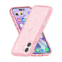 Прозрачен калъф с блясък за iPhone 17 - розов