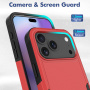 Супер устойчив калъф за iPhone 17 Pro Max - червен