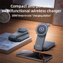 Yesido DS26 3-в-1 сгъваема магнитна безжична стойка с лампа за iPhone / Apple Watch / AirPods - 20W - сива