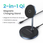 UGREEN 2в1 магнитен безжичен стенд за iPhone / AirPods - 20W - тъмно сив