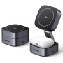UGREEN Qi2 2-в-1 сгъваема магнитна безжична стойка за iPhone / AirPods - 15W - тъмно сива