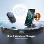 JOYROOM JR-W17 Qi2 3-в-1 сгъваема магнитна безжична стойка за iPhone / Apple Watch / AirPods - 15W - черна