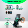 JOYROOM JR-W17 Qi2 3-в-1 сгъваема магнитна безжична стойка за iPhone / Apple Watch / AirPods - 15W - черна